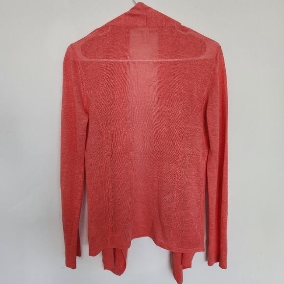 Eileen Fisher Organic Linen Coral‎ Open Front Cardigan XS - Picture 7 of 9